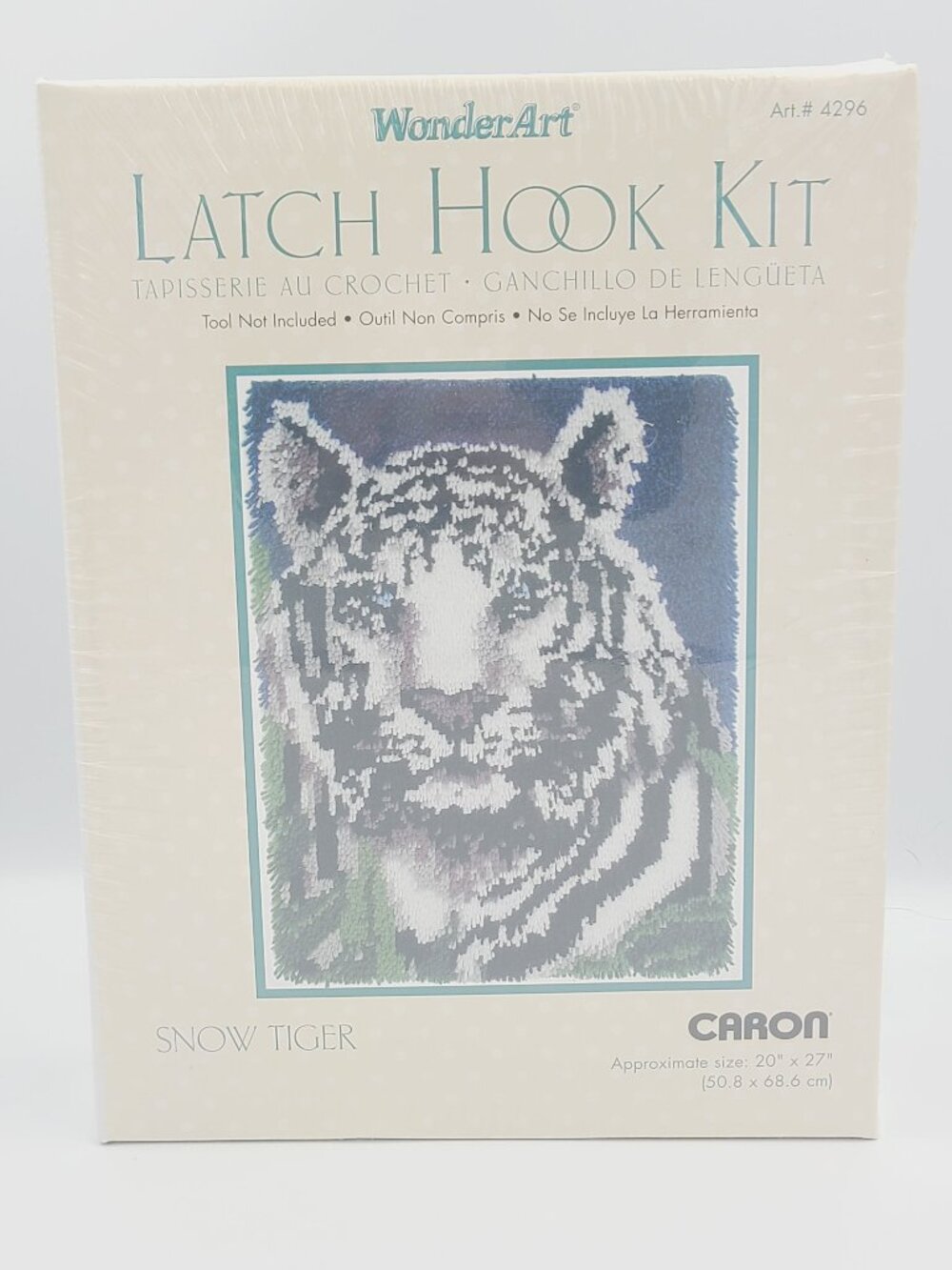 Caron WonderArt Snow Tiger Latch Hook Rug Kit Art 4296 New Sealed Craft 20x27